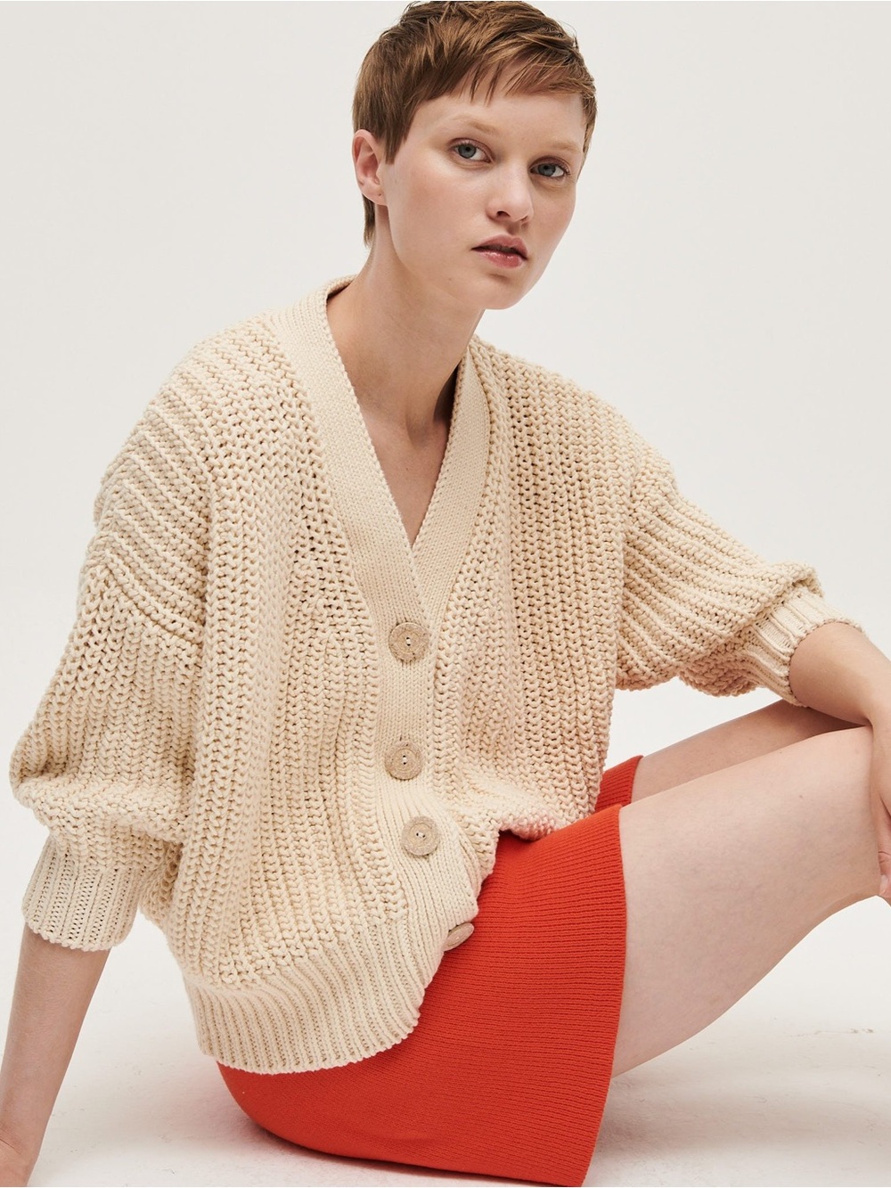 🇪🇸 BABAA No. 18 chunky cotton cardigan natural/creme OS
